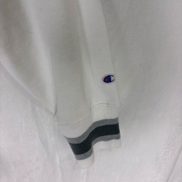 Champion Reverse Weave White Iowa V Neck Fleece Lined Pullover Cropped Sweatshir - Picture 8 of 11